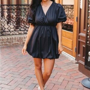 Entro Black Puff Sleeve Mini Dress